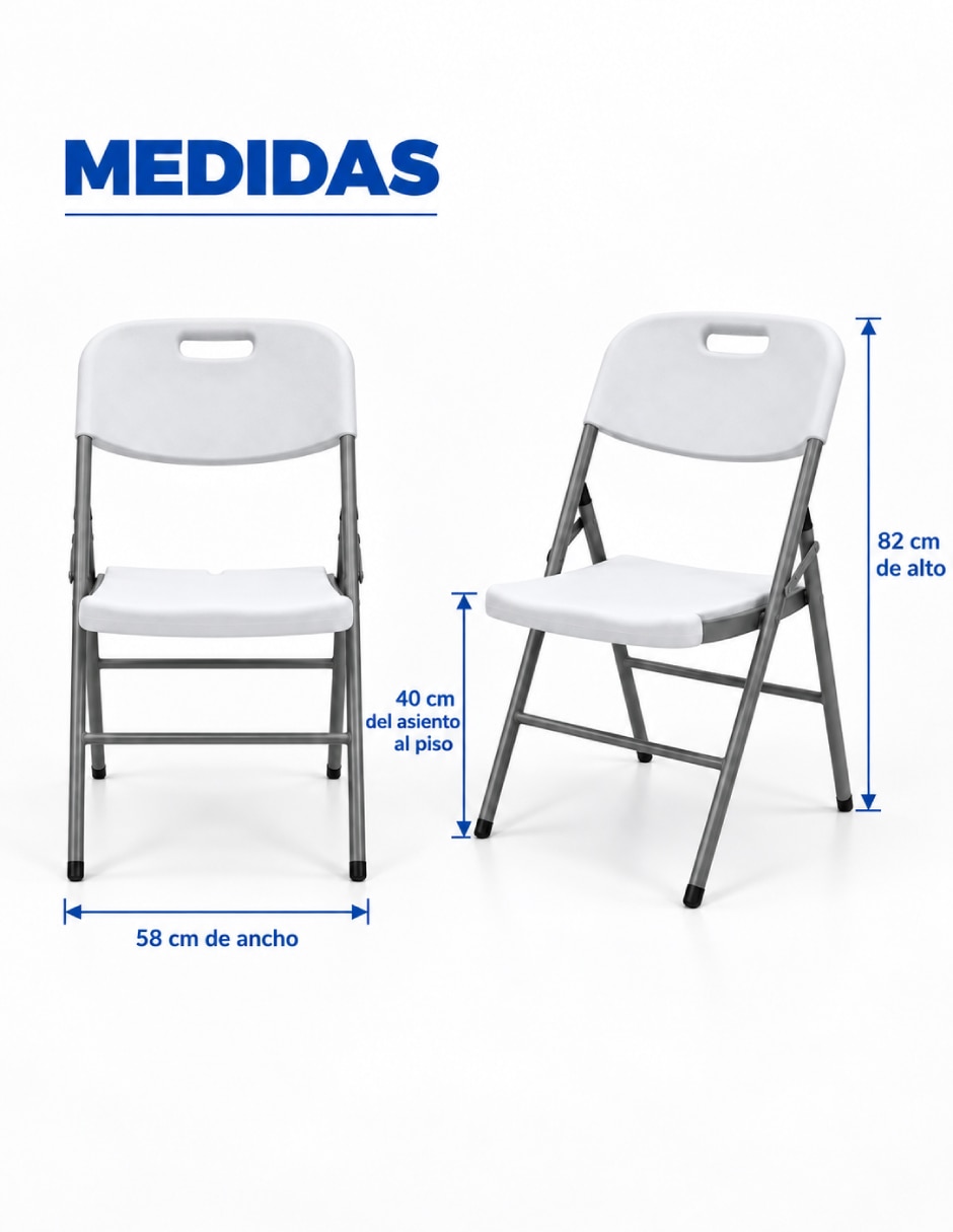 Juego de sillas plegables 6 piezas de plástico 6