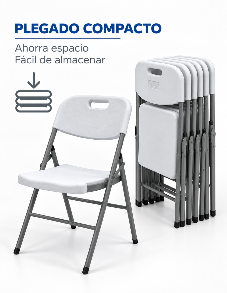 Juego de sillas plegables 6 piezas de plástico