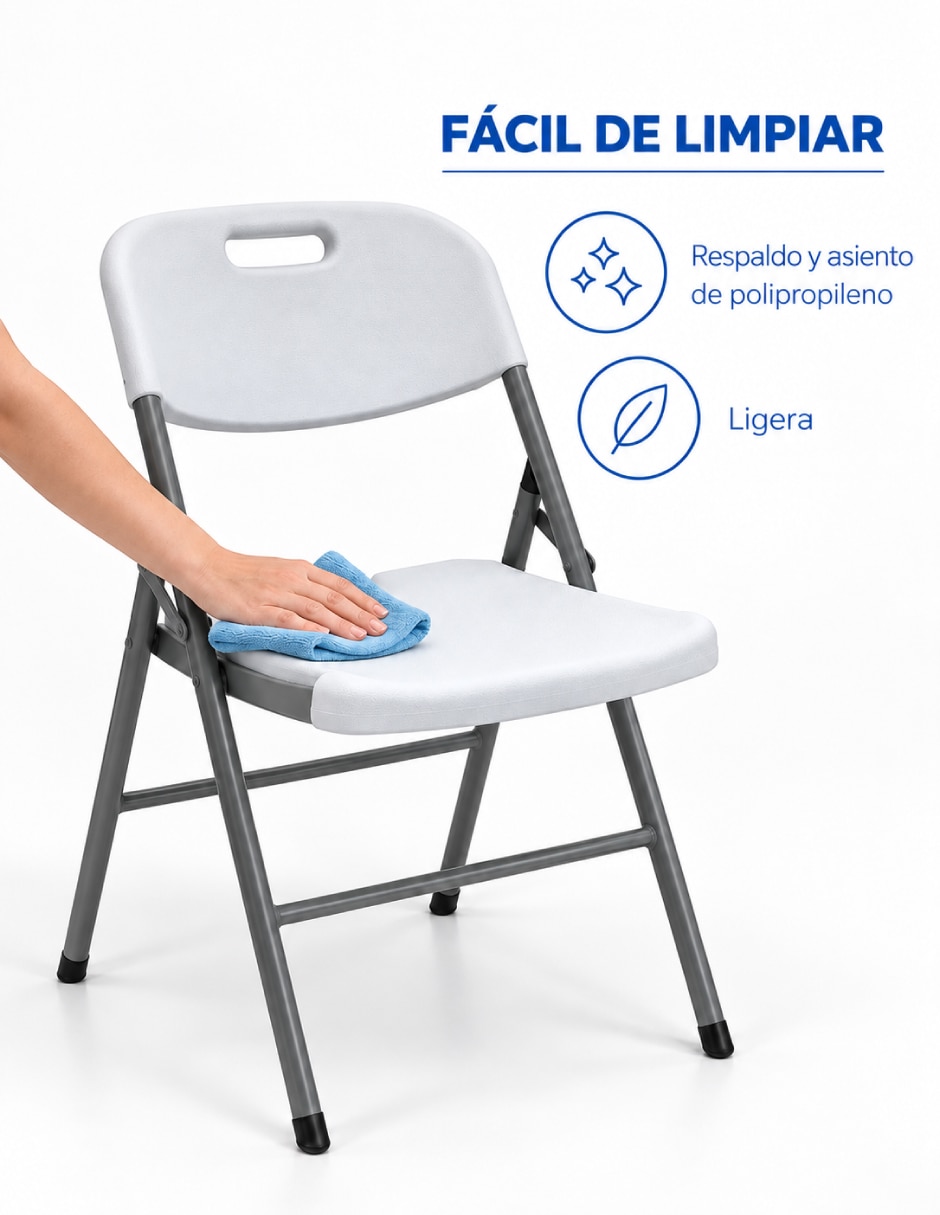 Juego de sillas plegables 6 piezas de plástico