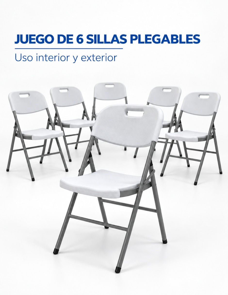 Juego de sillas plegables 6 piezas de plástico