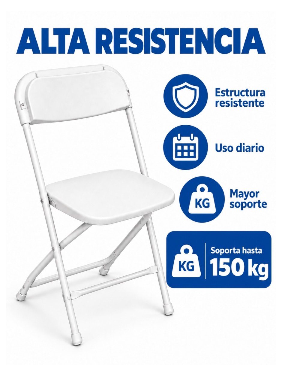 Juego de sillas plegables 10 piezas de plástico y metal 5