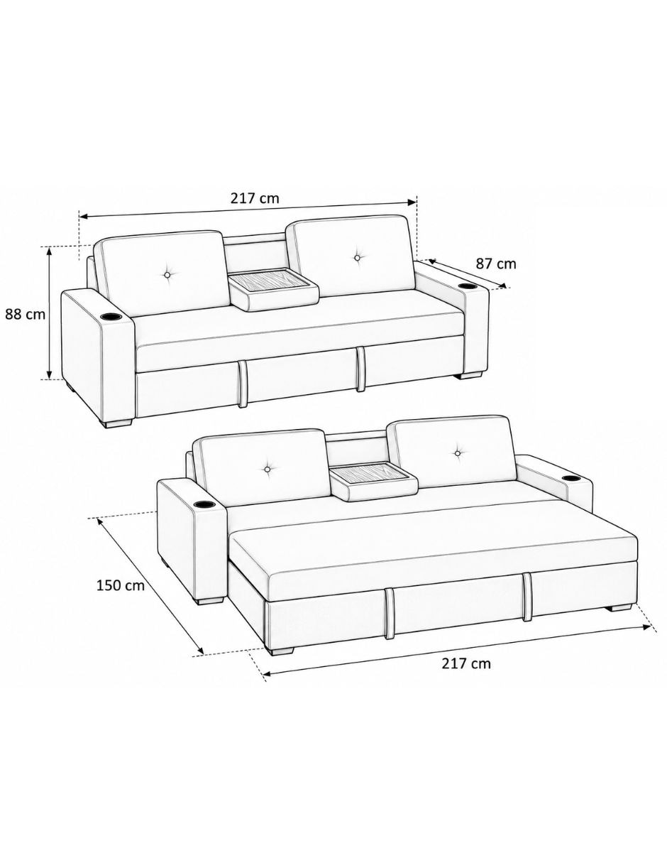 Sofá cama grace de tela 6