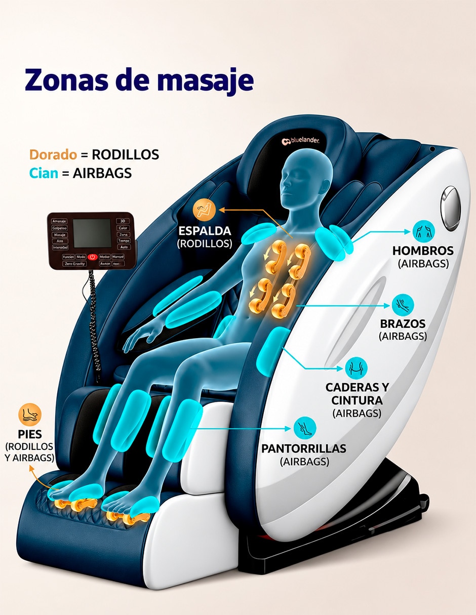 Sillón masaje Sillón de Masaje 8D Gravedad Cero de Cuerpo Completo BLUELANDER de Mezcla de materiales 3