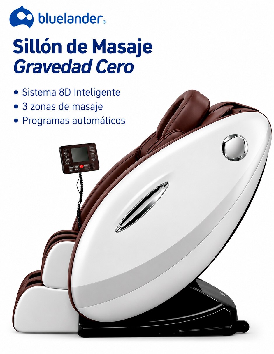 Sillón masaje Sillón de Masaje 8D Gravedad Cero de Cuerpo Completo BLUELANDER de Mezcla de materiales 2