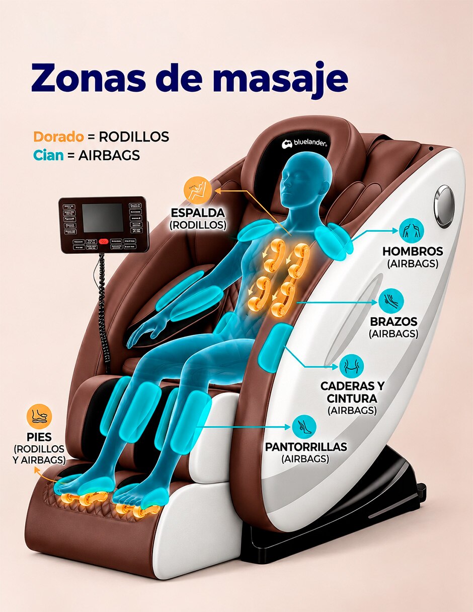 Sillón masaje Sillón de Masaje 8D Gravedad Cero de Cuerpo Completo BLUELANDER de Mezcla de materiales 3