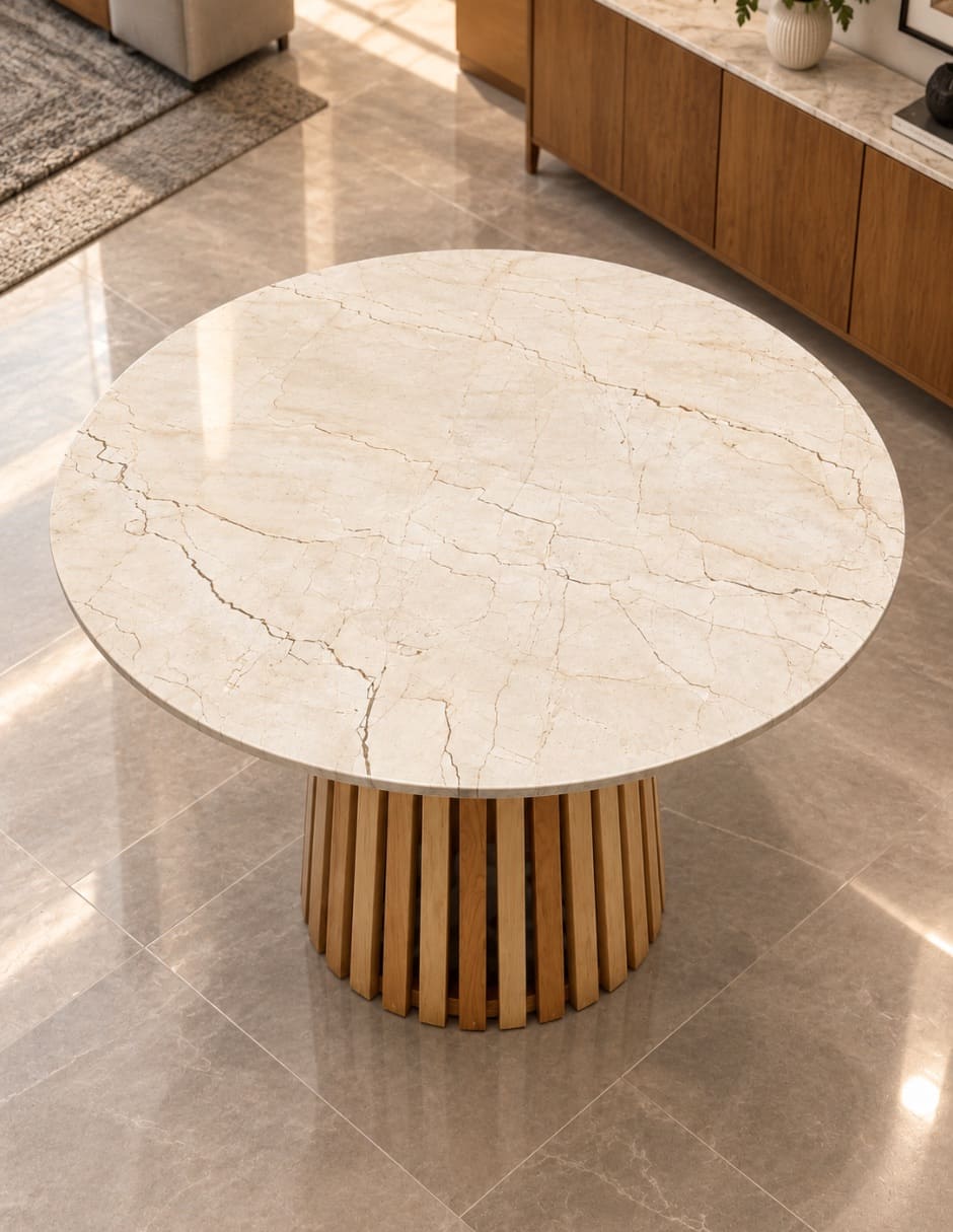 Mesa de comedor No MESA DE COMEDOR ITALIA BEIGE MAYA de Madera y mármol 2