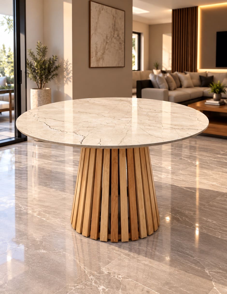 Mesa de comedor No MESA DE COMEDOR ITALIA BEIGE MAYA de Madera y mármol 3