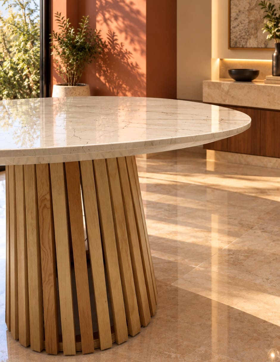 Mesa de comedor No MESA DE COMEDOR ITALIA BEIGE MAYA de Madera y mármol 4