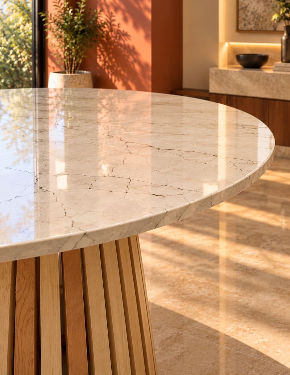 Mesa de comedor No MESA DE COMEDOR ITALIA BEIGE MAYA de Madera y mármol 5