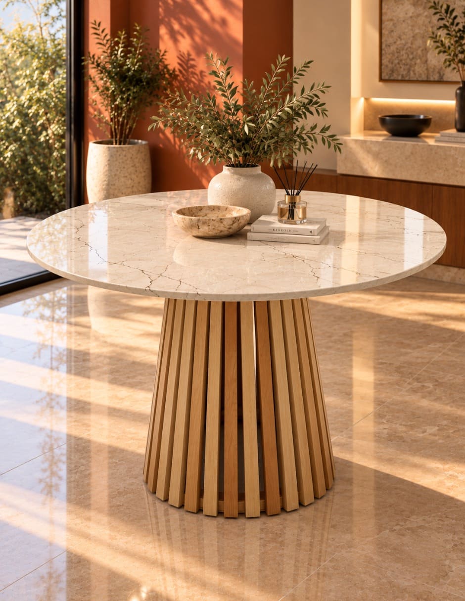 Mesa de comedor No MESA DE COMEDOR ITALIA BEIGE MAYA de Madera y mármol 6