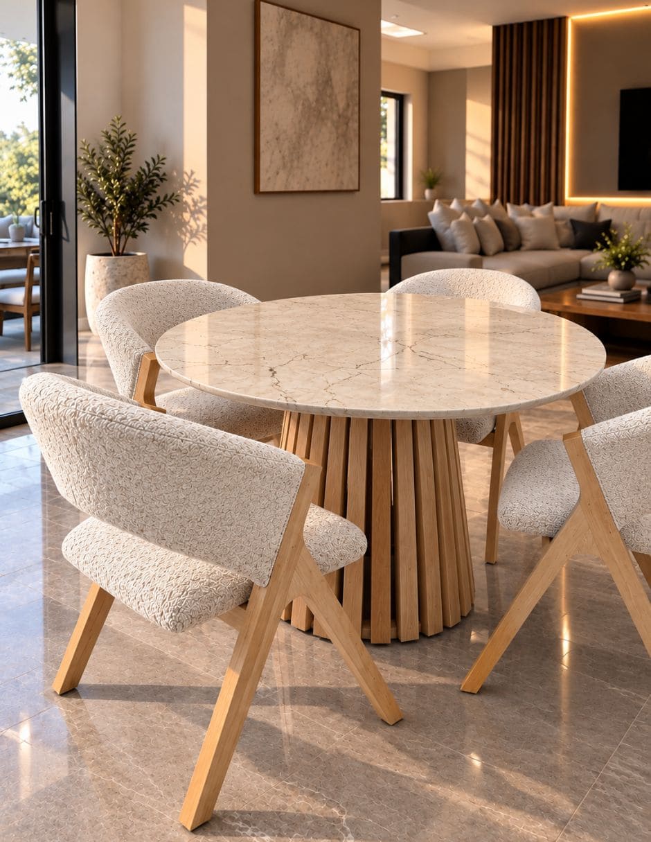 Mesa de comedor No MESA DE COMEDOR ITALIA BEIGE MAYA de Madera y mármol 7