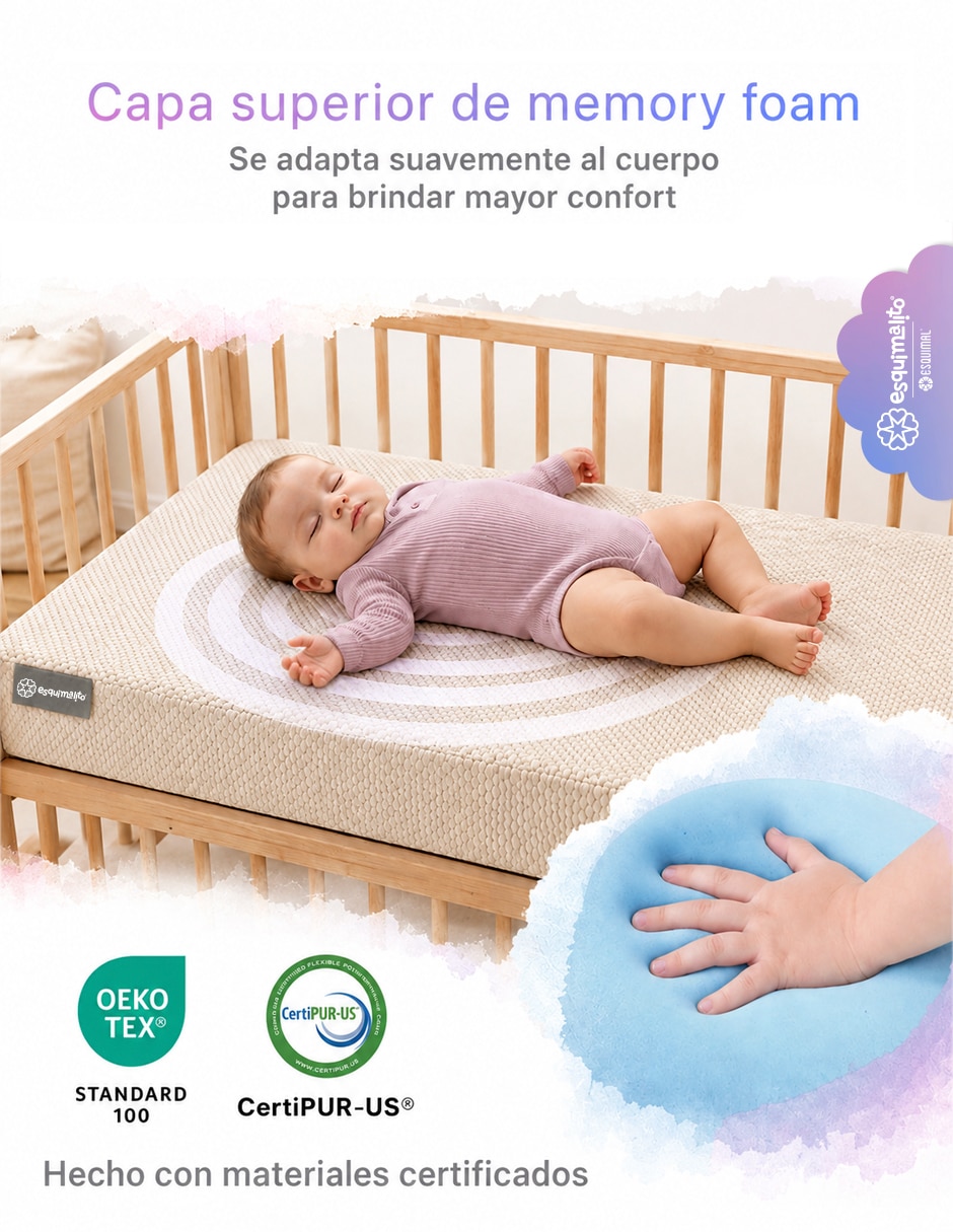 Colchón para cuna de memory foam confort medio 7