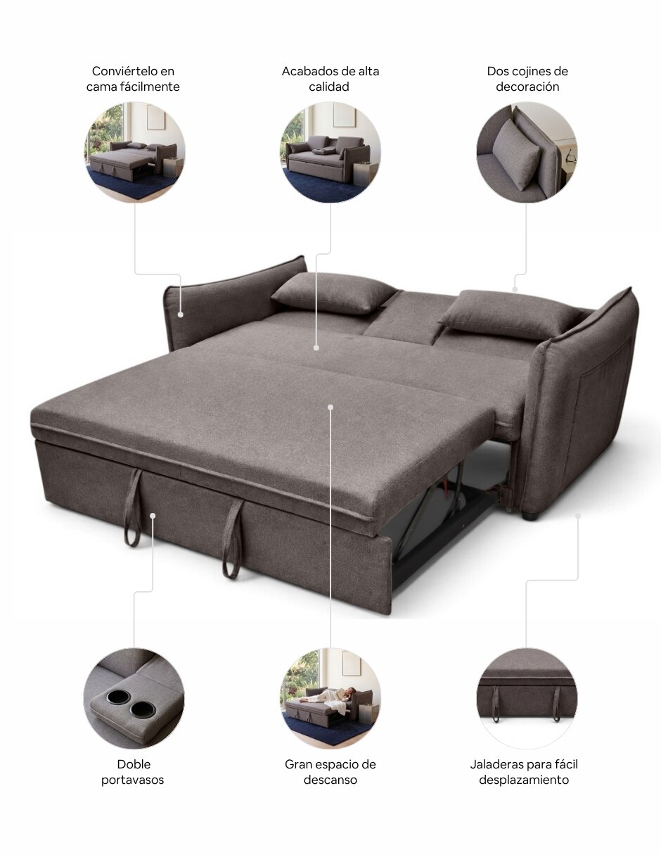 Sofá cama armable Arlo de poliéster 6