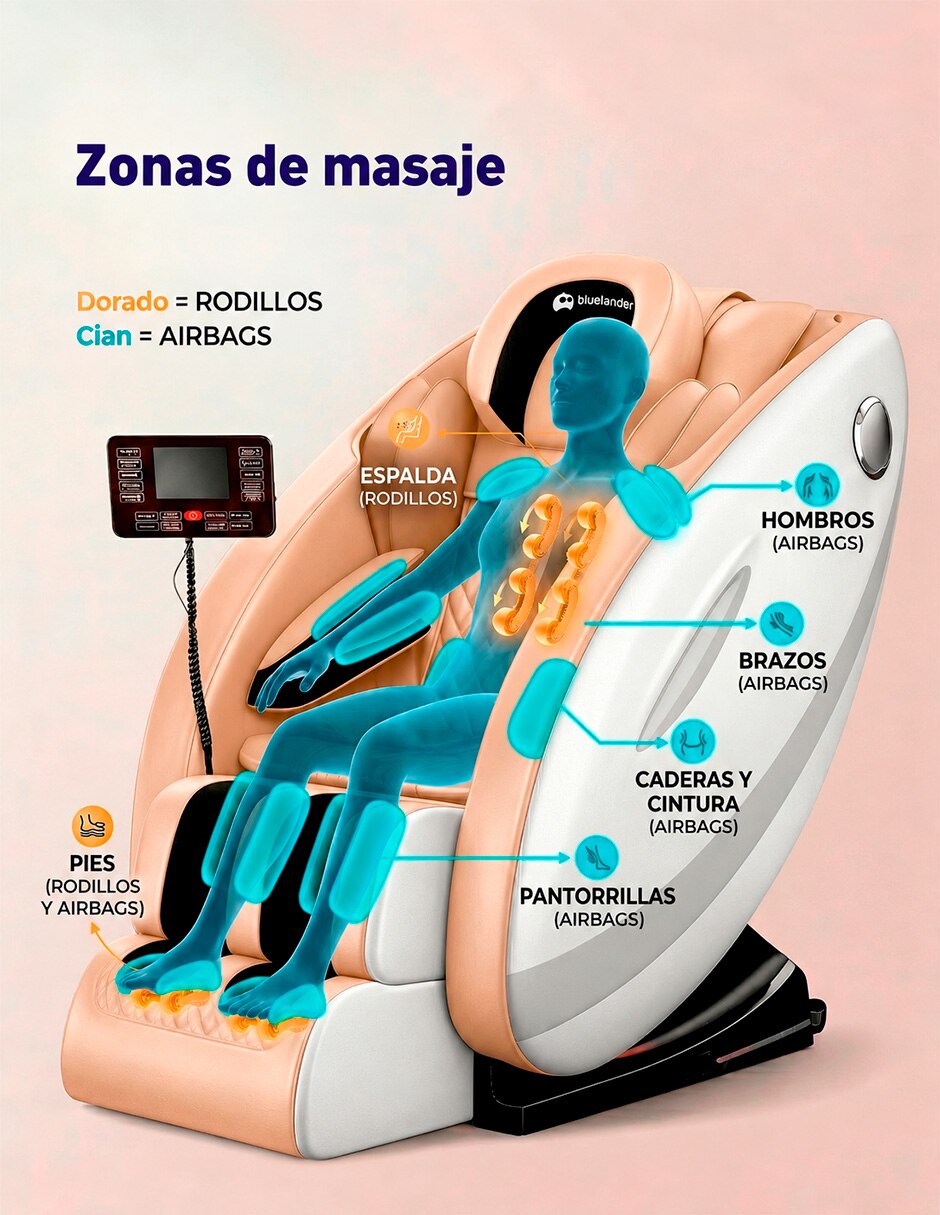 Sillón masaje Sillón de Masaje 8D Gravedad Cero de Cuerpo Completo BLUELANDER de Mezcla de materiales 2