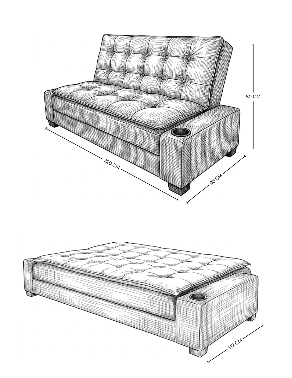 Sofá cama Confort de madera pino 8
