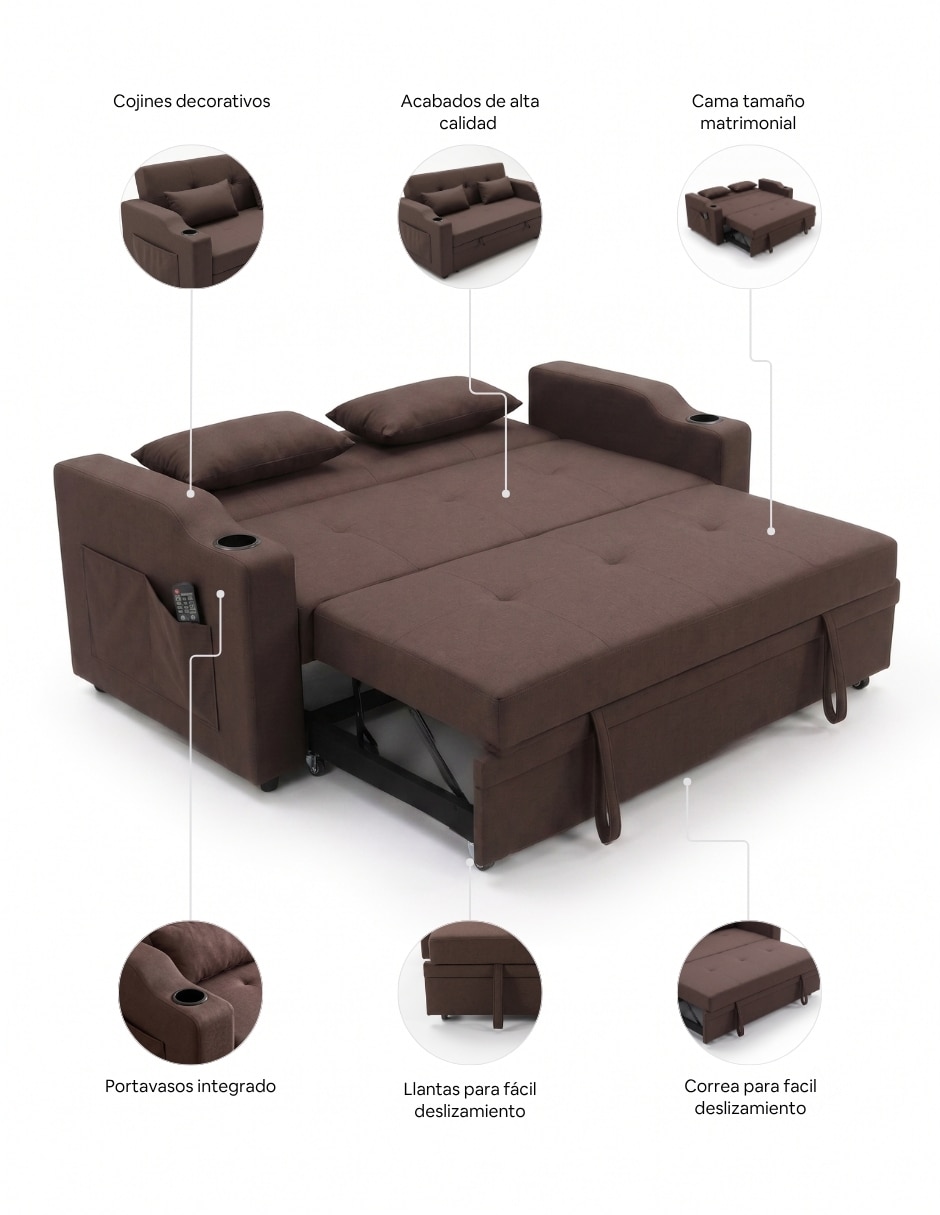Sofá cama armable Sander de poliéster 6