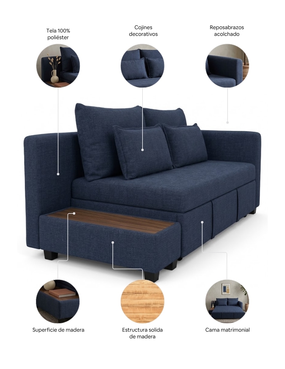 Sofá cama Luxor de poliéster 2