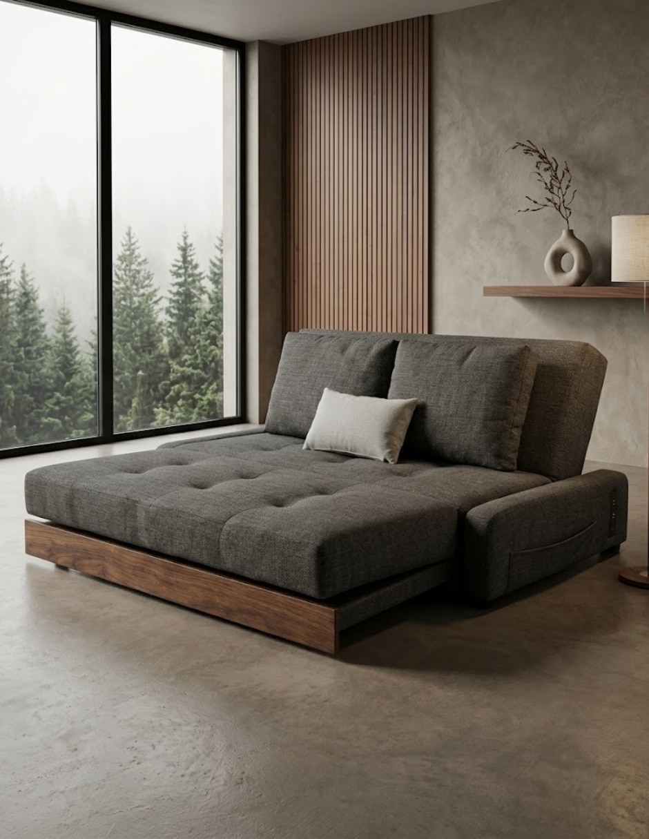 Futón/Sofá cama Sí Floid Gris oxford de Poliéster 2