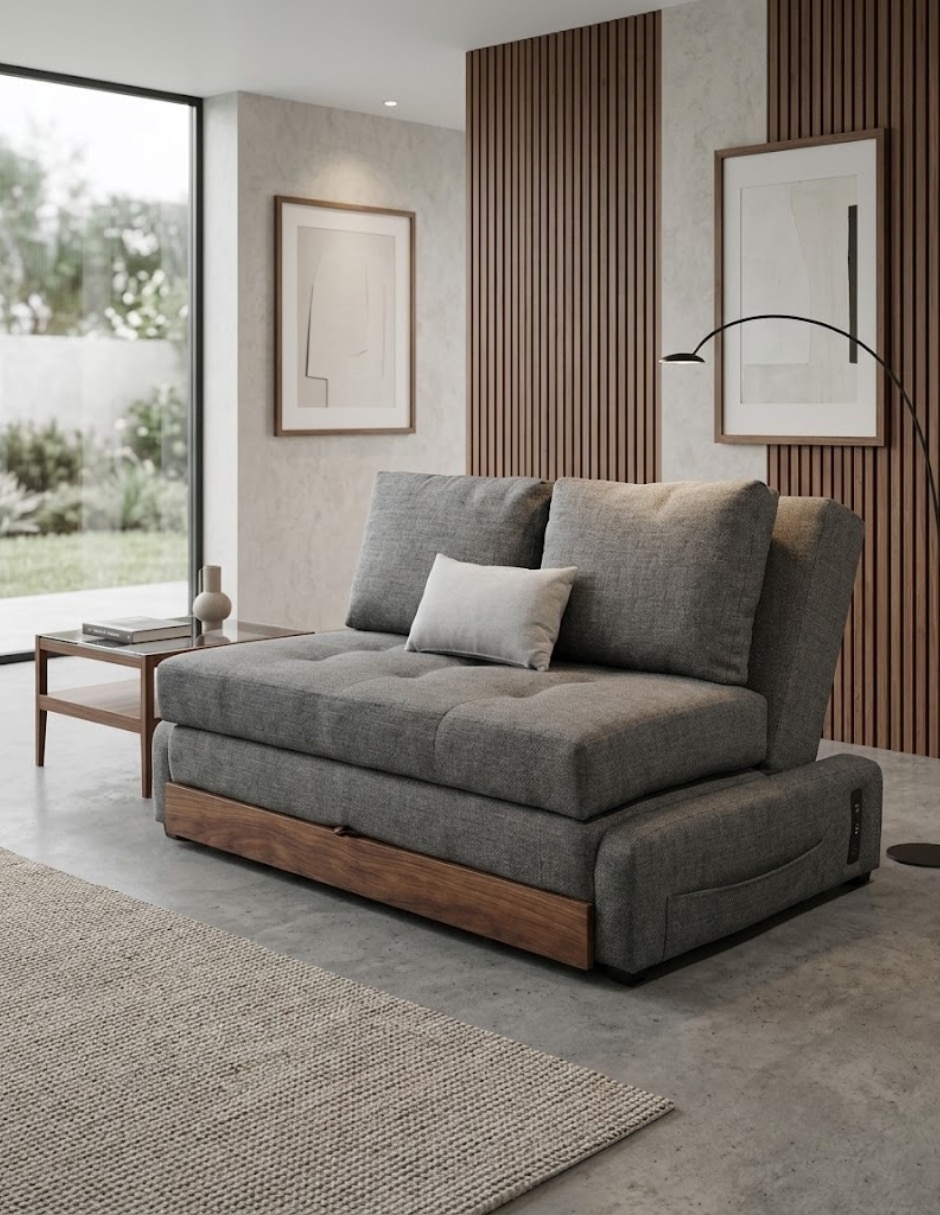 Futón/Sofá cama Sí Floid Gris oxford de Poliéster 3