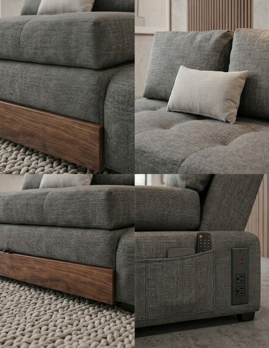 Futón/Sofá cama Sí Floid Gris oxford de Poliéster 4