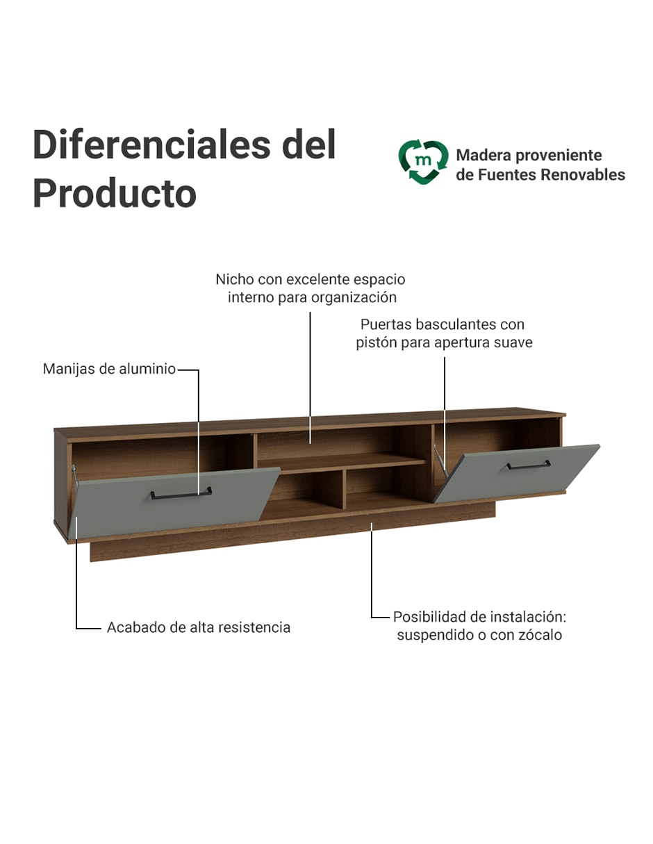 Mueble flotante para tv armable agata de mdp 4
