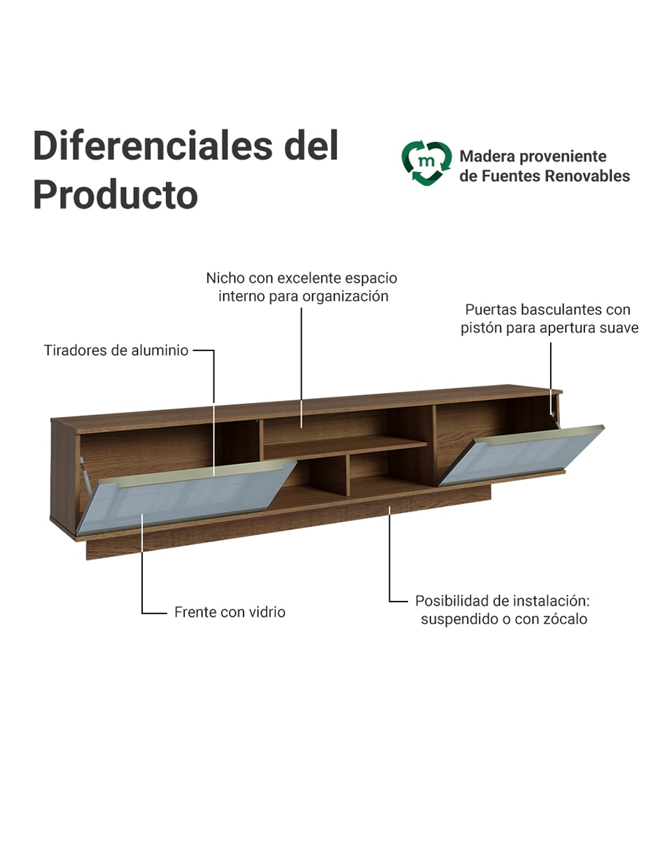 Mueble flotante para tv armable lux de mdp 4