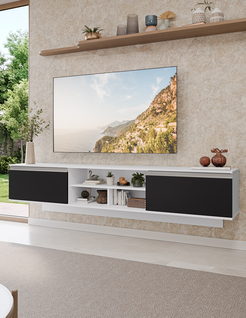 Mueble flotante para tv armable glamy de mdp 12