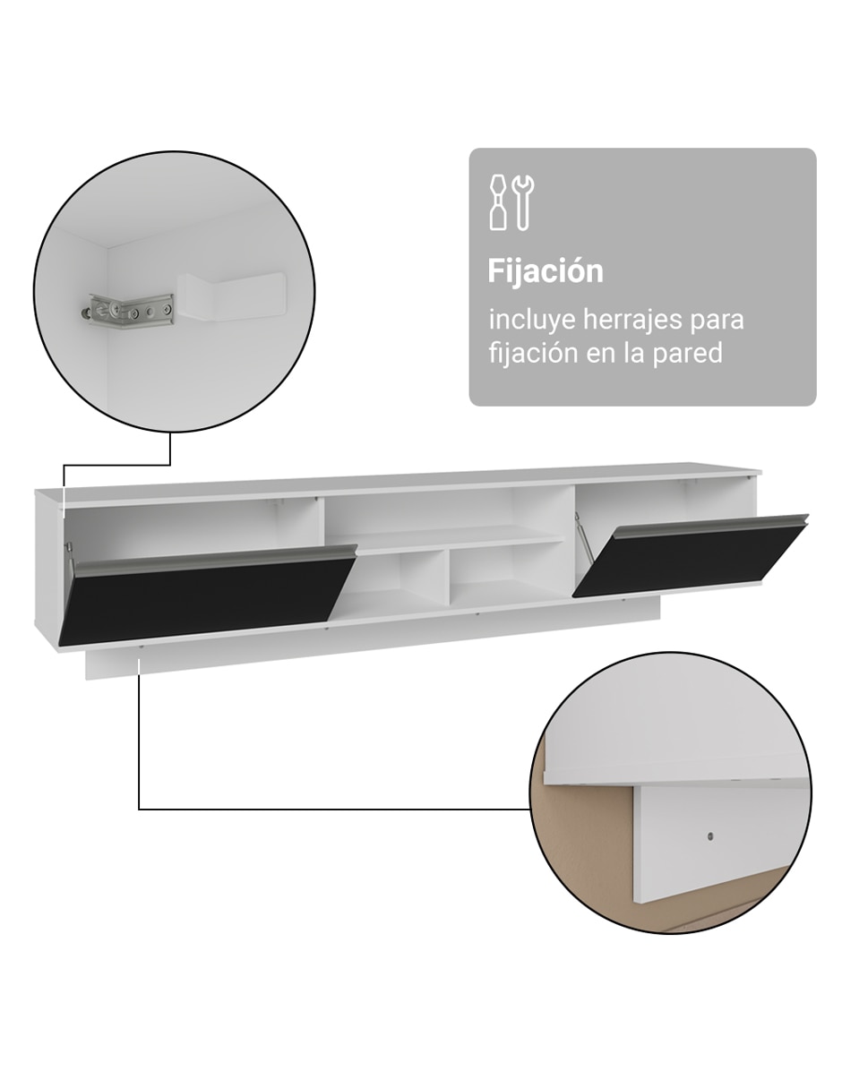 Mueble flotante para tv armable glamy de mdp 8
