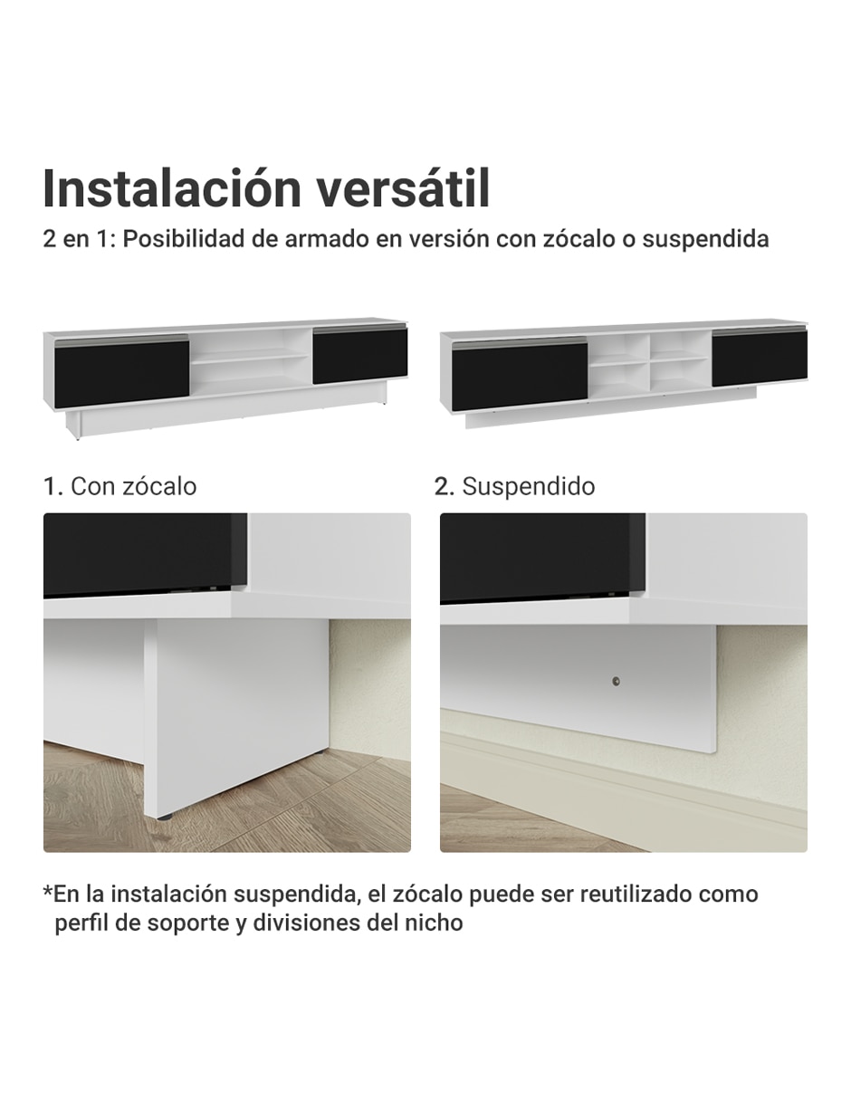 Mueble flotante para tv armable glamy de mdp 10