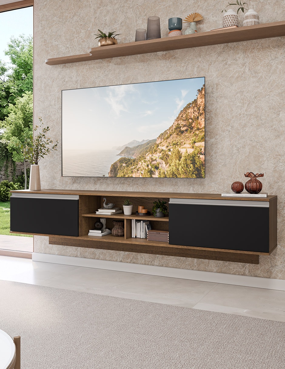 Mueble flotante para tv armable glamy de mdp 12