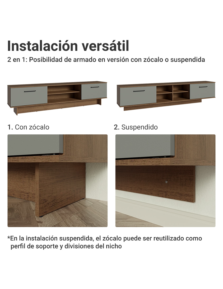 Mueble flotante para tv armable agata de mdp 10