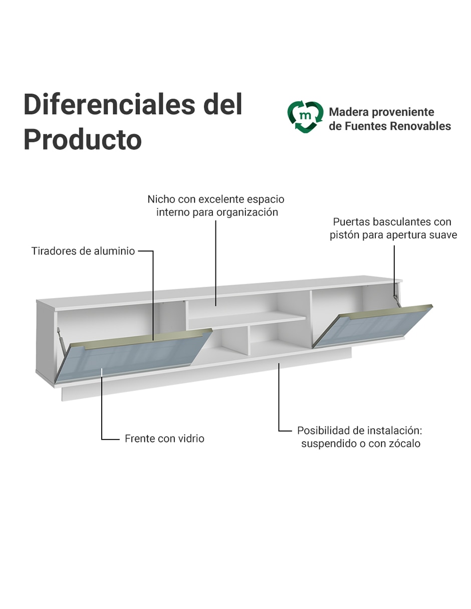Mueble flotante para tv armable lux de mdp 4