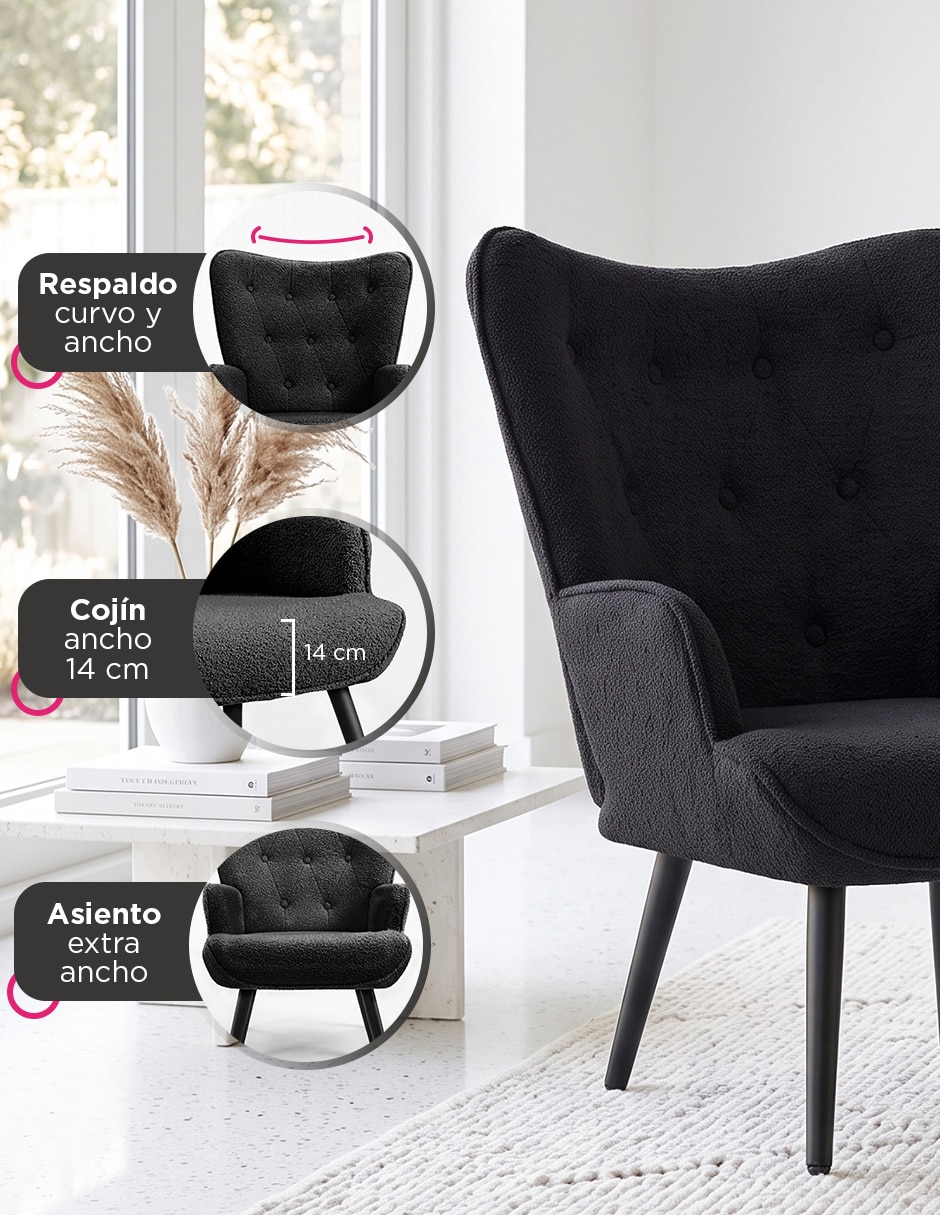 Silla 1 piezas Tejido Sherpa Elegante para Sala-Comedor de Algodón y poliéster 3