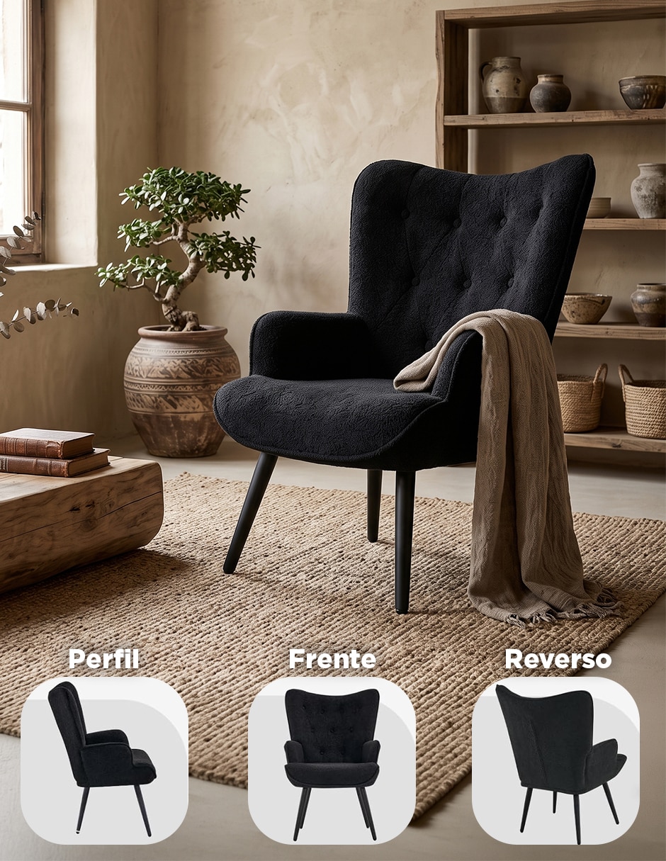 Silla 1 piezas Tejido Sherpa Elegante para Sala-Comedor de Algodón y poliéster 4