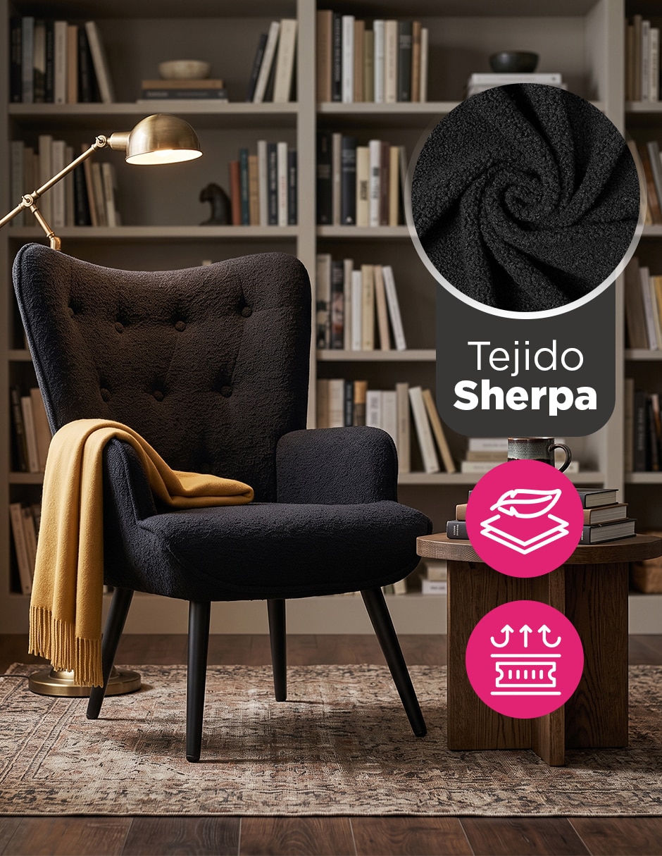 Silla 1 piezas Tejido Sherpa Elegante para Sala-Comedor de Algodón y poliéster 6