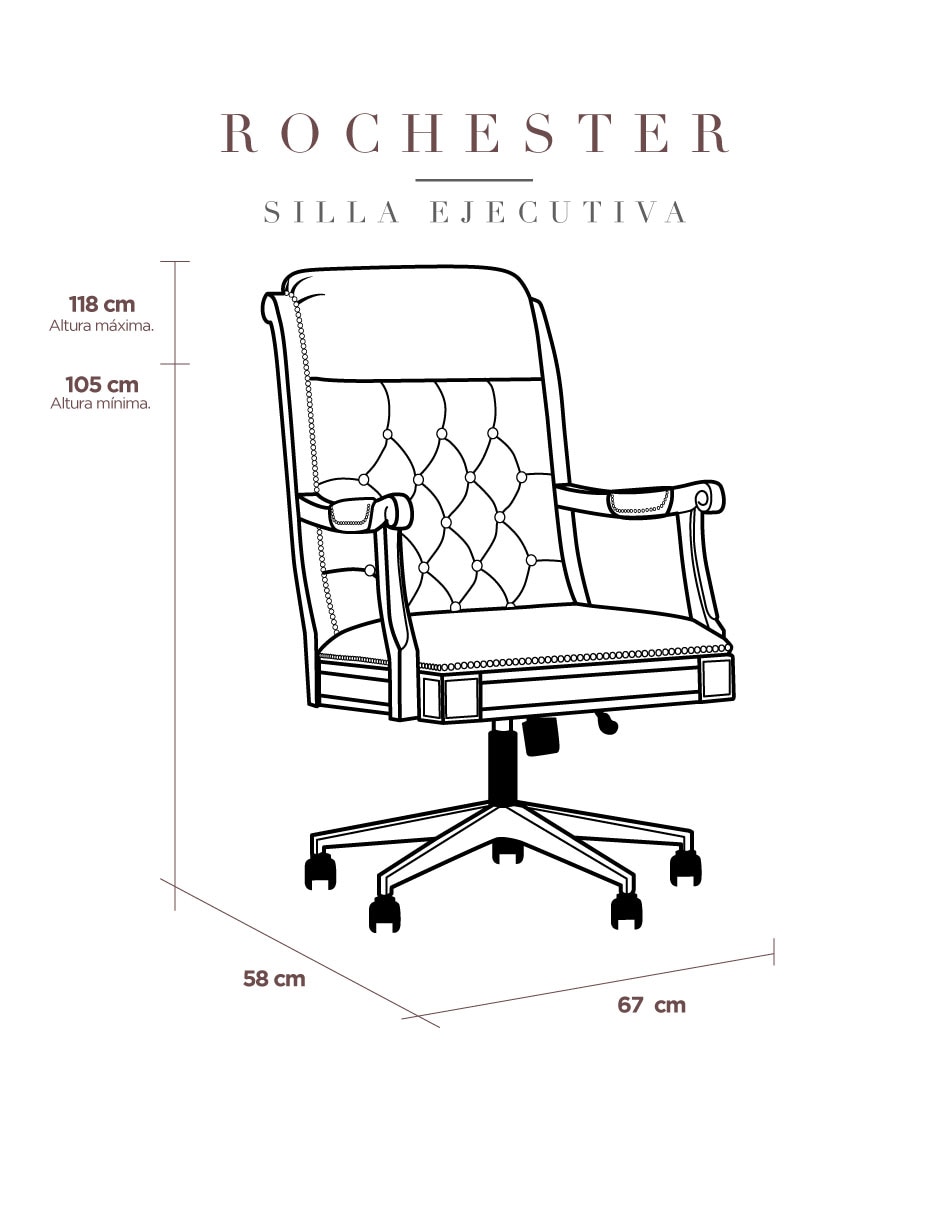 Silla de escritorio Rochester de Cuero 6