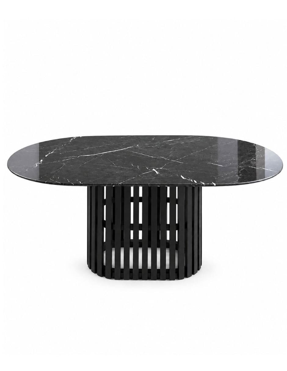 Mesa de comedor Sí MESA DE COMEDOR HORUS NEGRO BRILLOSO de Madera y mármol 2