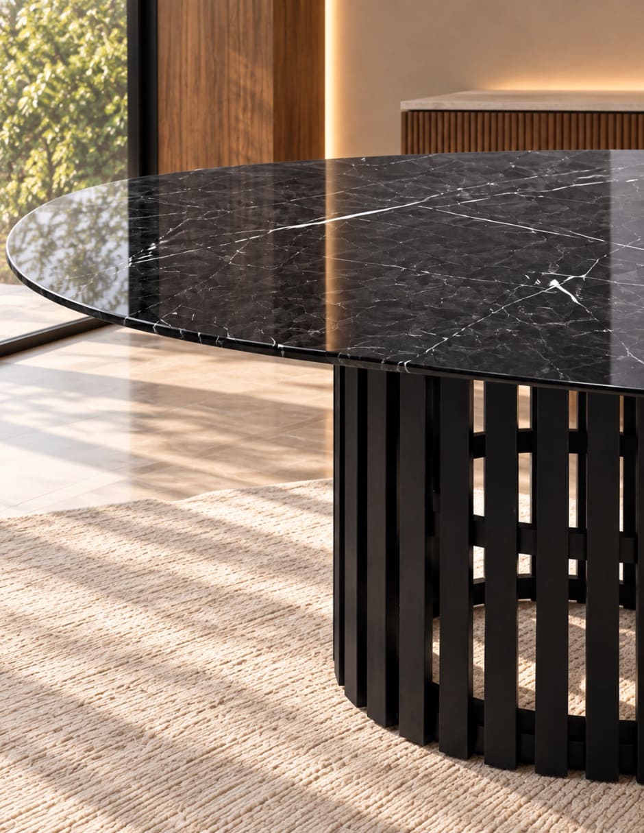 Mesa de comedor Sí MESA DE COMEDOR HORUS NEGRO BRILLOSO de Madera y mármol 3