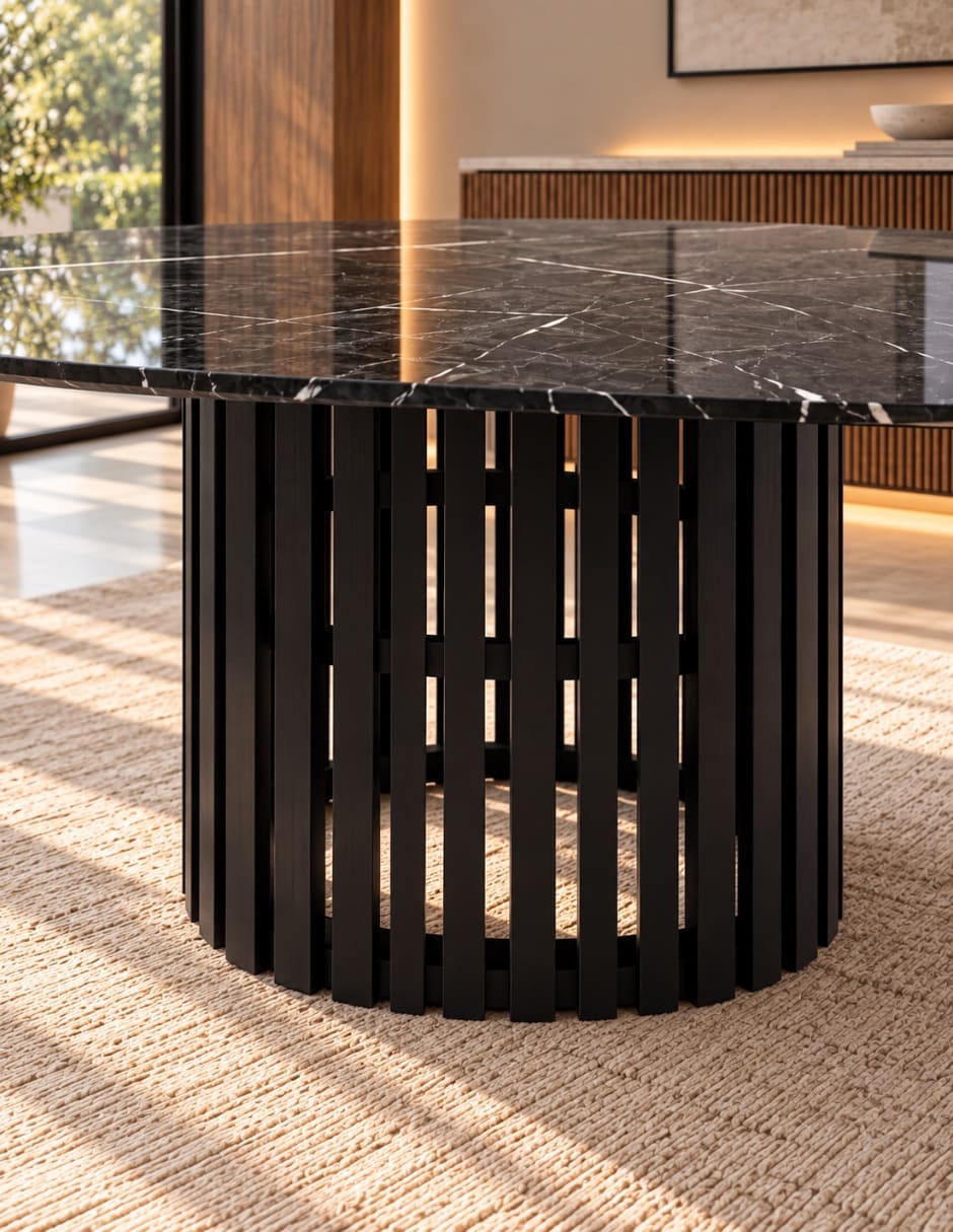 Mesa de comedor Sí MESA DE COMEDOR HORUS NEGRO BRILLOSO de Madera y mármol 4
