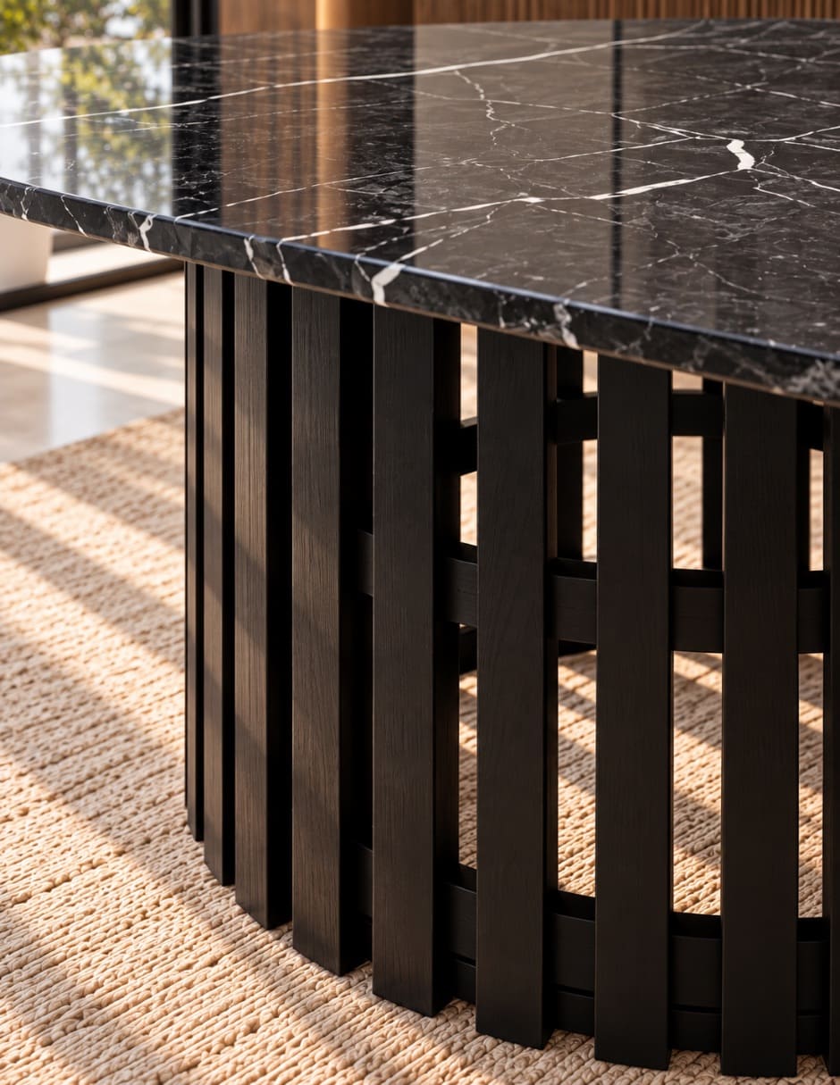 Mesa de comedor Sí MESA DE COMEDOR HORUS NEGRO BRILLOSO de Madera y mármol 5