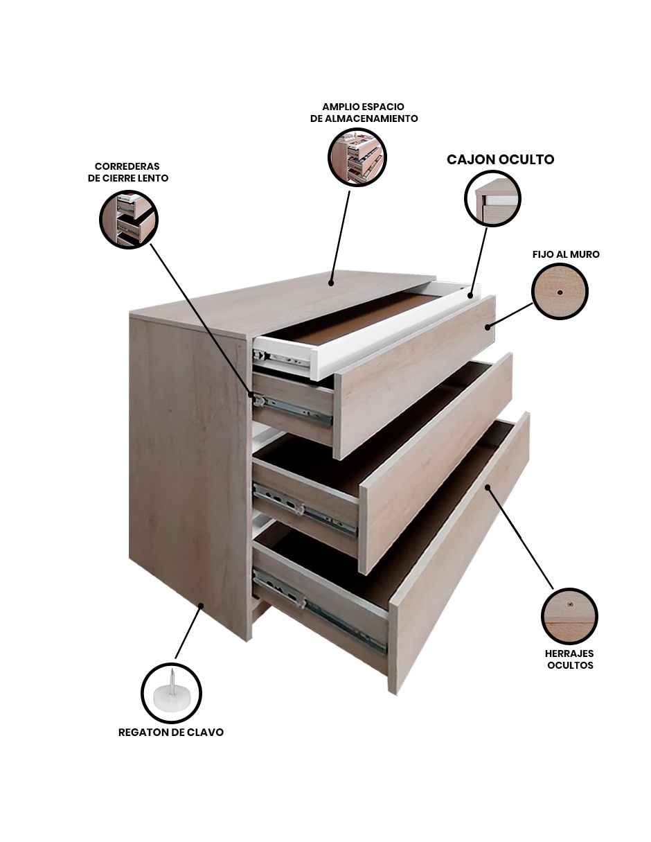 Cajonera armable de mdf 3