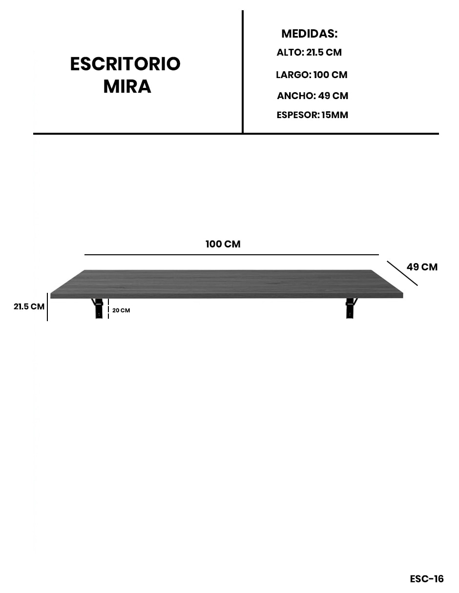 Escritorio flotante armable de mdf 7