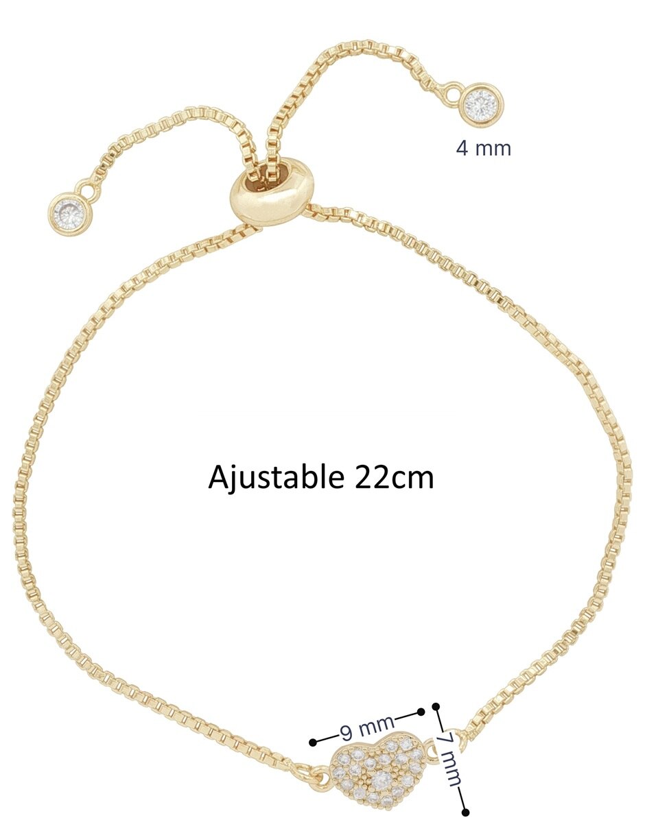 Pulsera con zirconia 18 K acabado chapa de oro 6