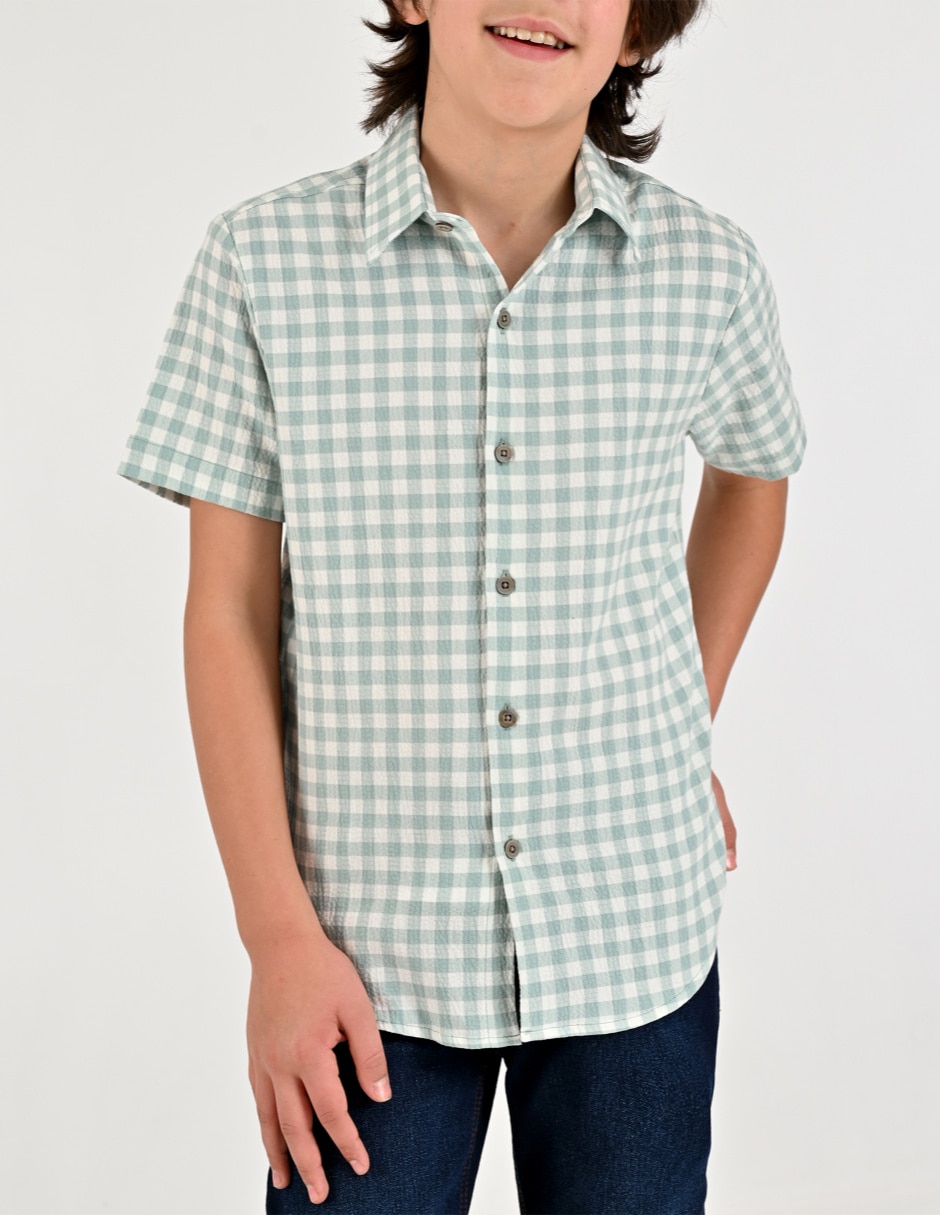 Camisa casual de algodón manga corta para niño Camisa casual de algodón manga corta para niño