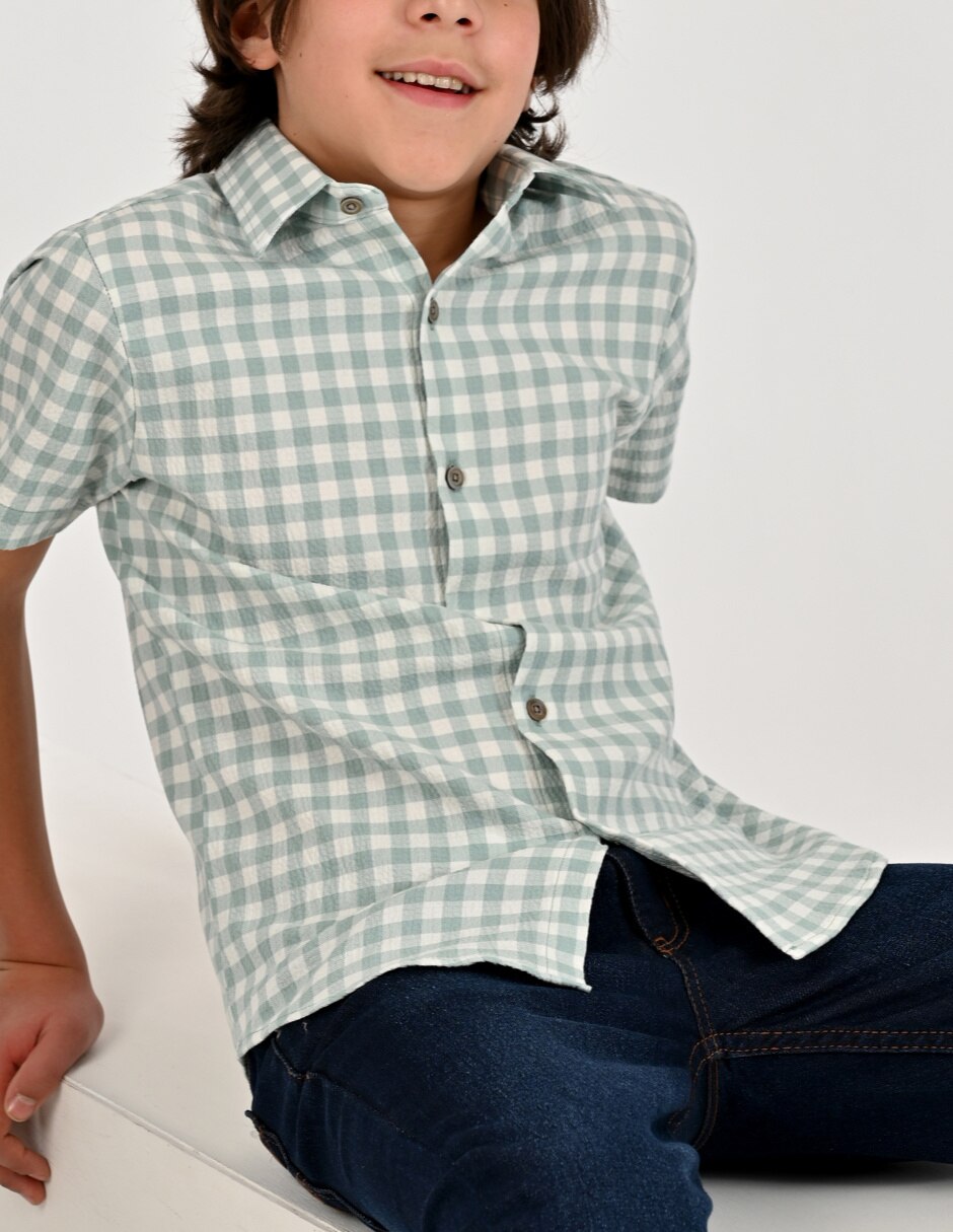 Camisa casual de algodón manga corta para niño 5