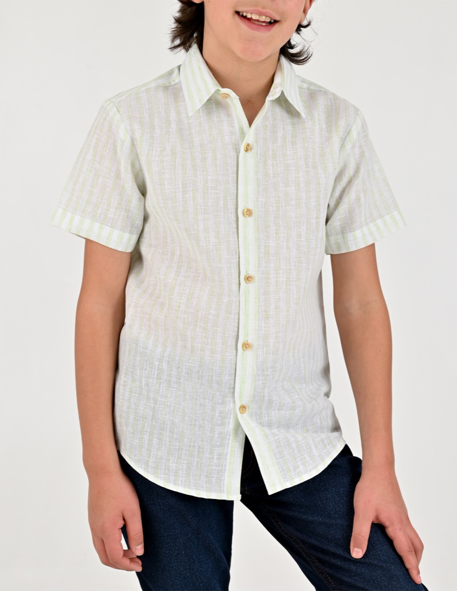 Camisa casual de algodón manga corta para niño Camisa casual de algodón manga corta para niño