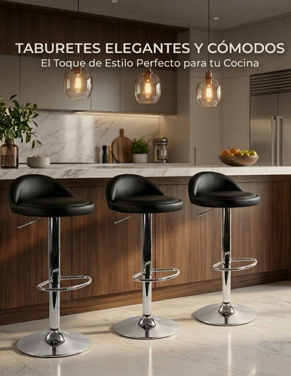 Juego de bancos diseño ergonómico con altura ajustable de piel sintética 2