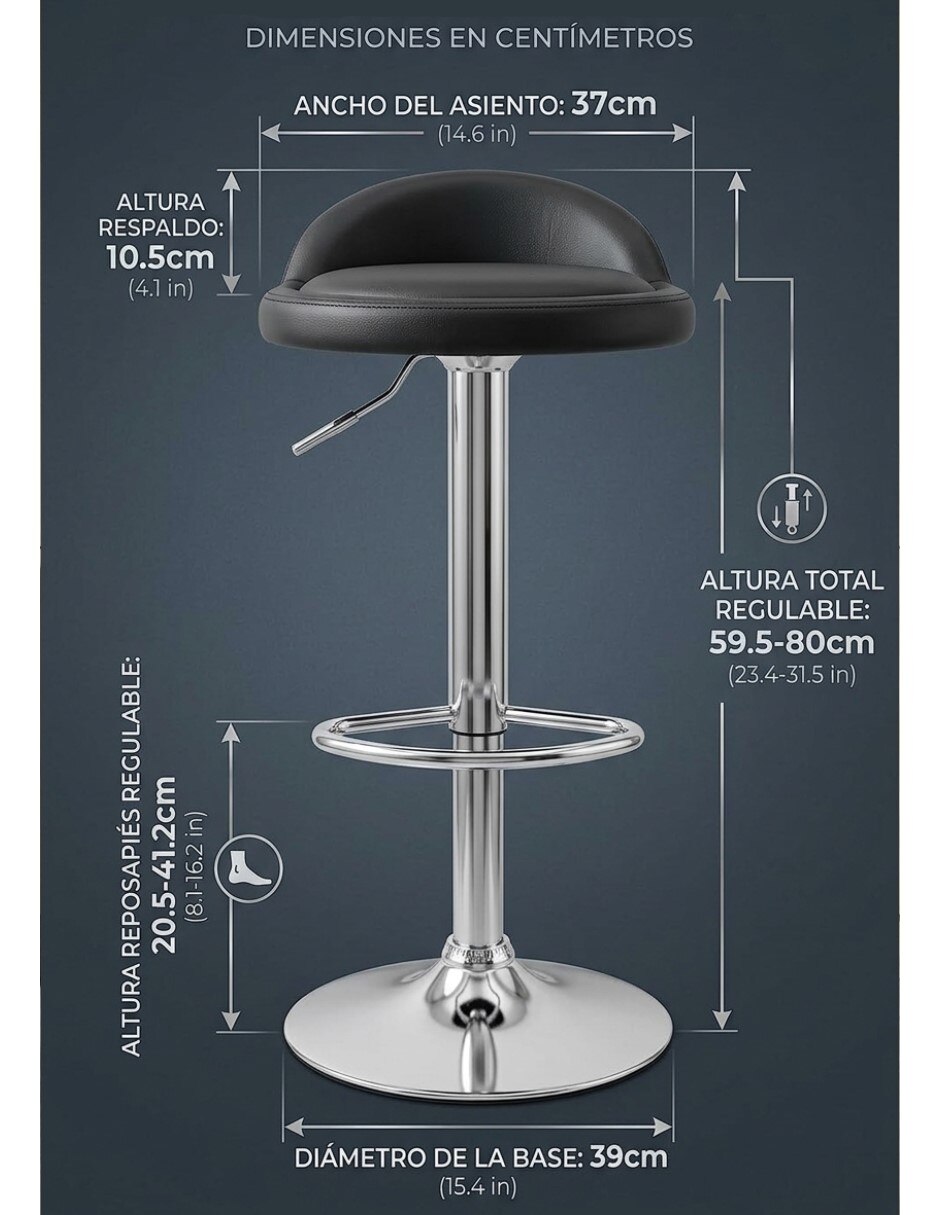 Juego de bancos diseño ergonómico con altura ajustable de piel sintética 8