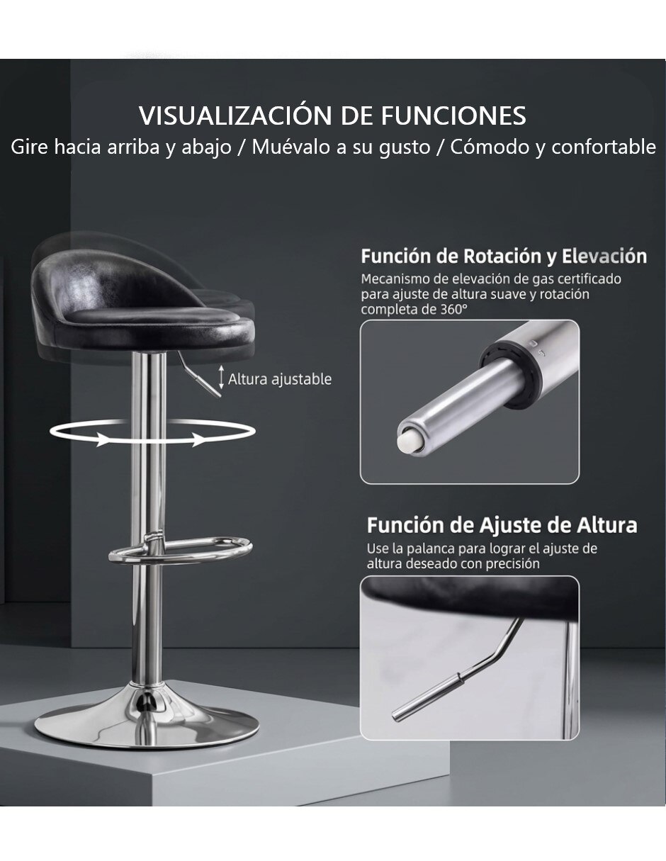 Juego de bancos diseño ergonómico con altura ajustable de piel sintética 4