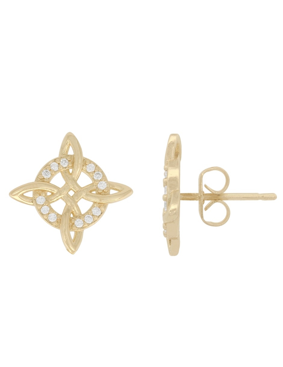 Aretes y collar de nudo 18 K zirconia 4